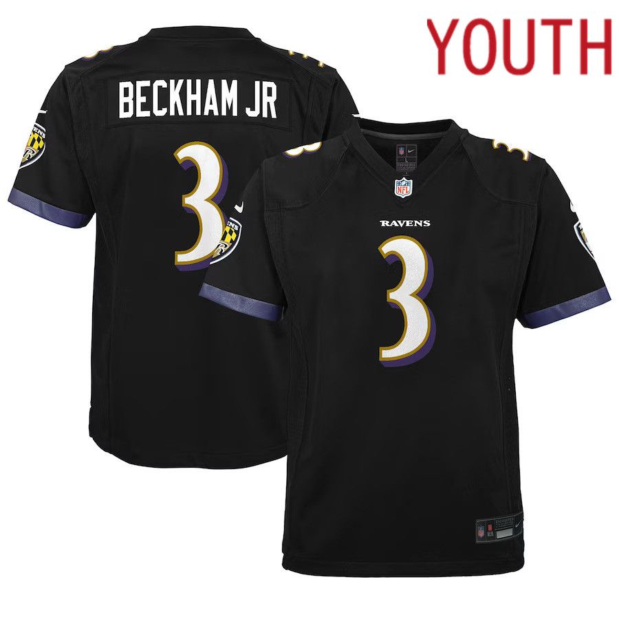 Youth Baltimore Ravens #3 Odell Beckham Jr. Nike Black Alternate Game NFL Jersey->youth nfl jersey->Youth Jersey